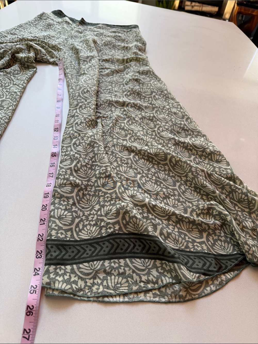 Chai Silk Blend Wide Leg Slit Side Haram Palazzo Culotte Pants, Green, Size M - Picture 9 of 9